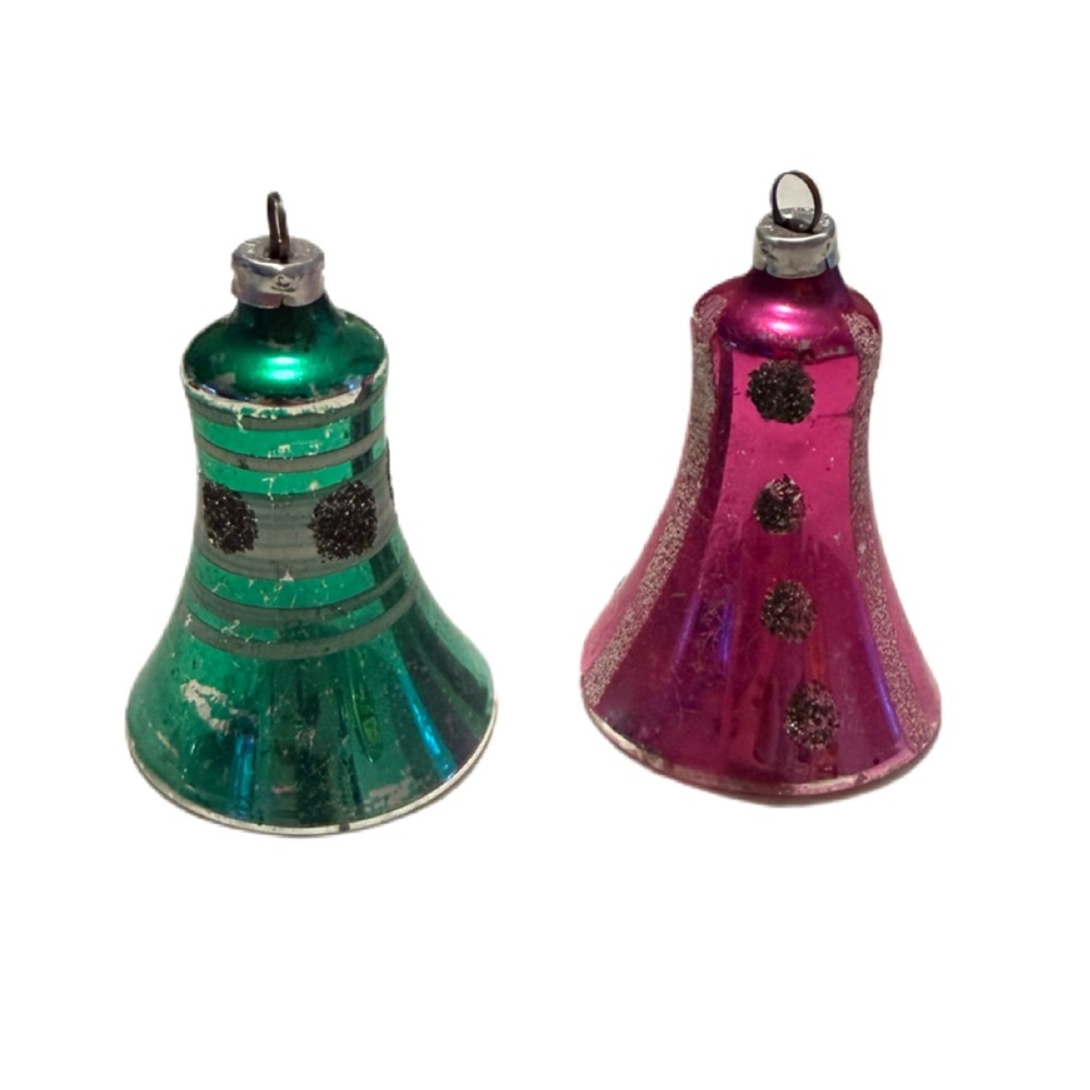 Vintage Handblown Mercury Glass Mica Bell Ornament Made in West Germany - Picture 2 of 10